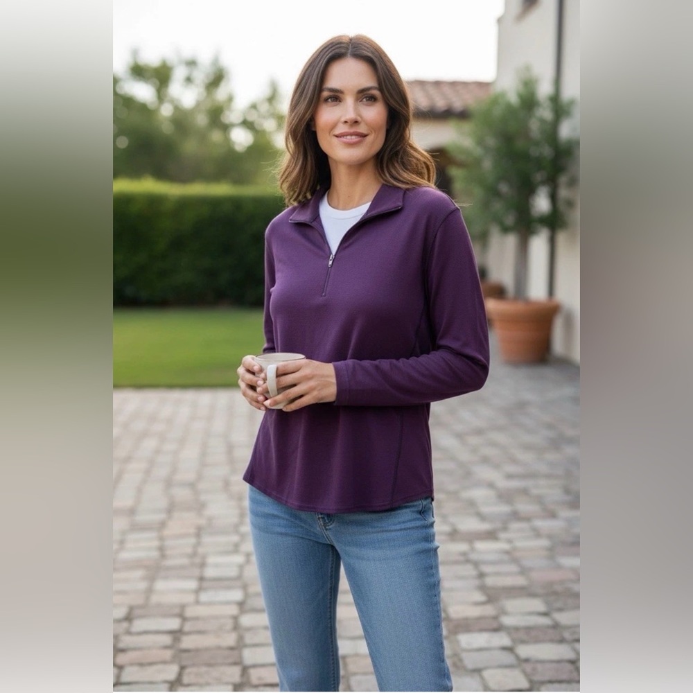 Patagonia Capilene Women’s Sweater Purple Pullover Sz M Quarter Zip